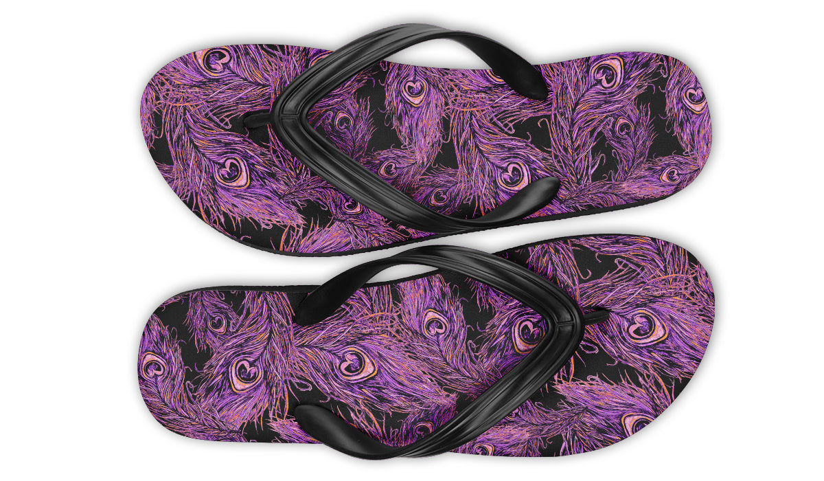 Print On Demand - Flip Flops - "Peacock Feathers" (Purple)