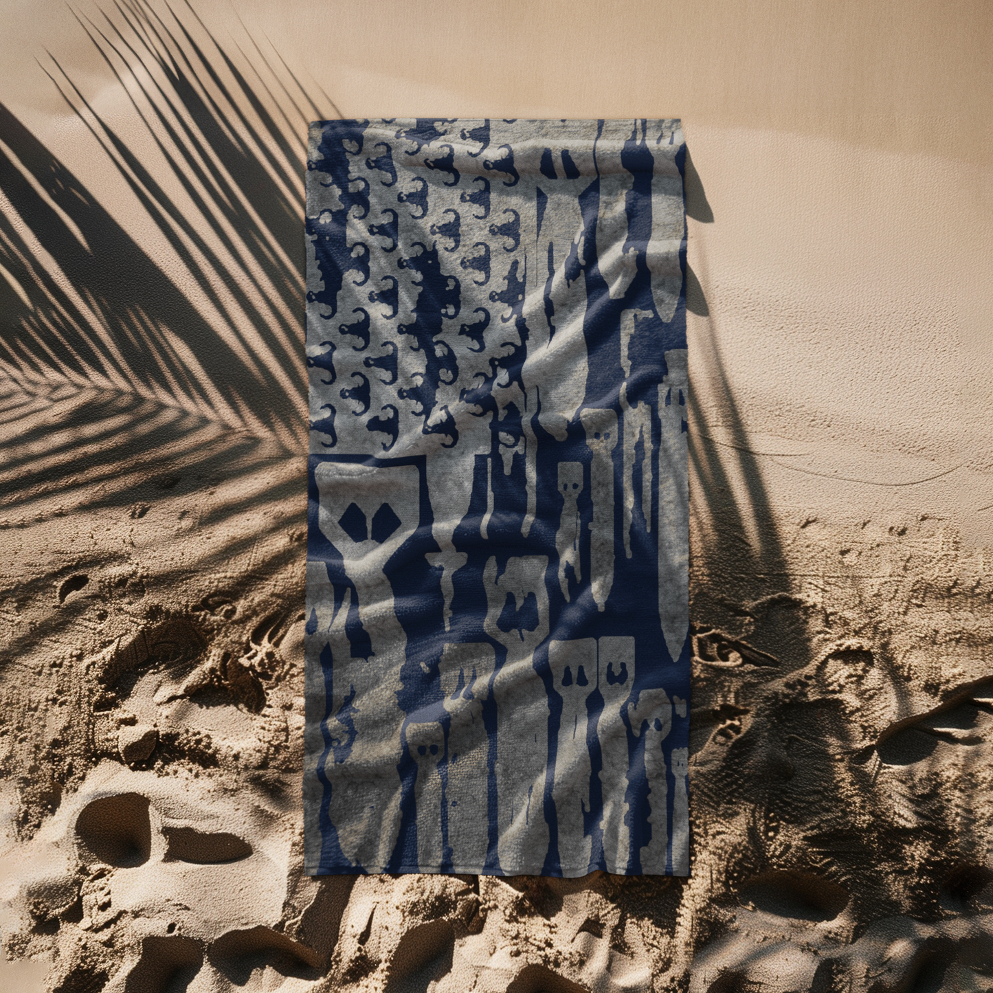 Print On Demand - Beach Towel - "EOD Bomb Flag" Grey on Navy