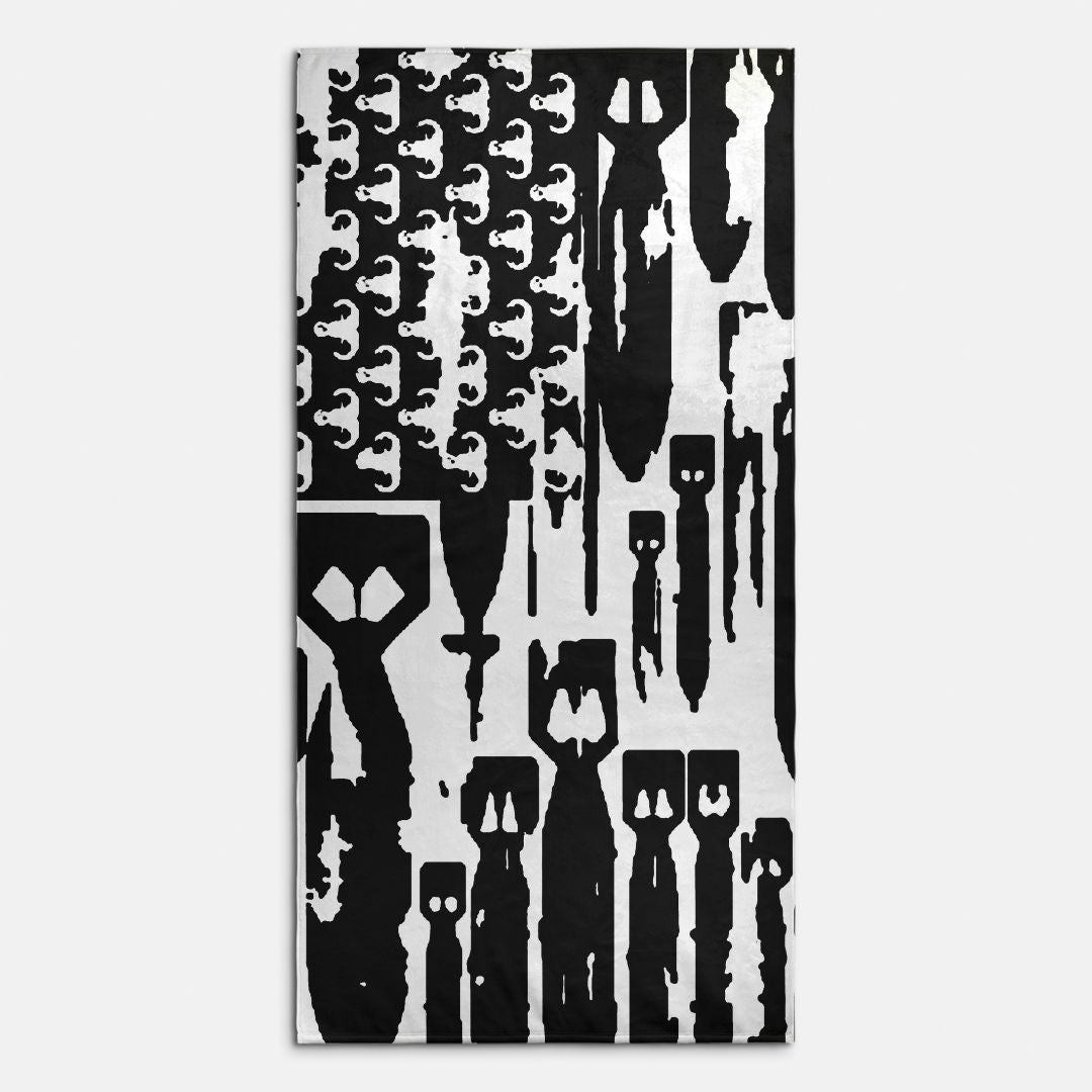 Print On Demand  - Beach Towel - "EOD Bomb Flag" (Black on White)