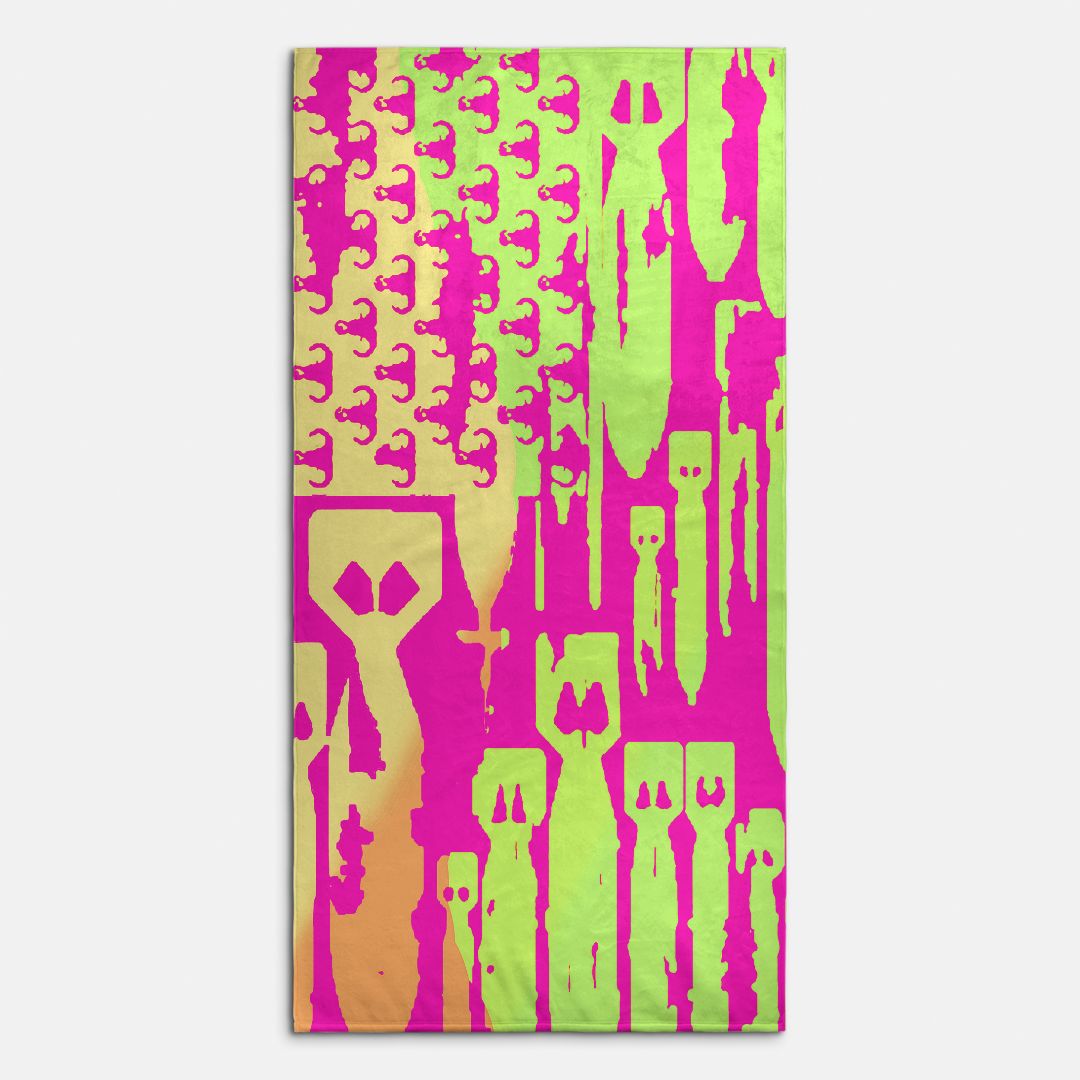 Print On Demand  - Beach Towel - "EOD Bomb Flag" (Pink/Orange/Lime)