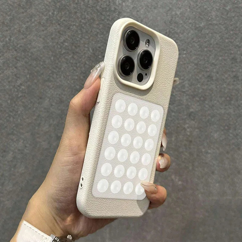 3D Suction Cup Stand Litchi Pattern Phone Case